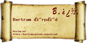 Bertram Árpád névjegykártya